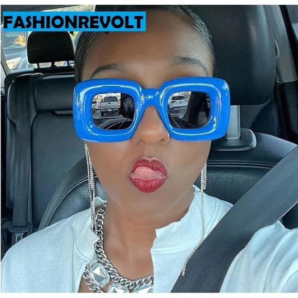 Blue Sunglasses Women Fashion Designer Candy Color Luxury Beach Festival Party - Picture 7 of 7